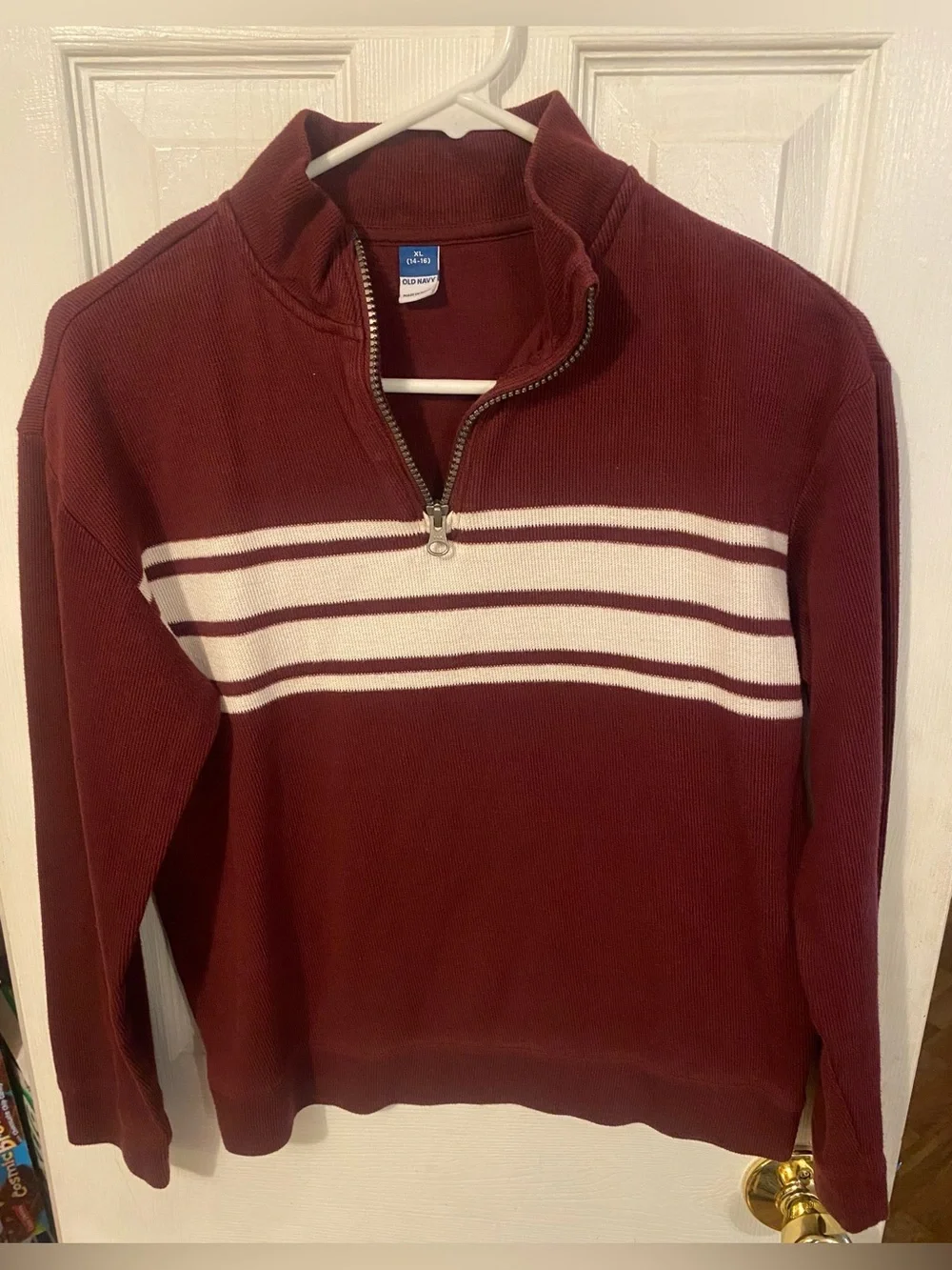 🍁 Old Navy Boys XL (14-16) Burgundy 1/4 Zip Pullover Sweater 🍁